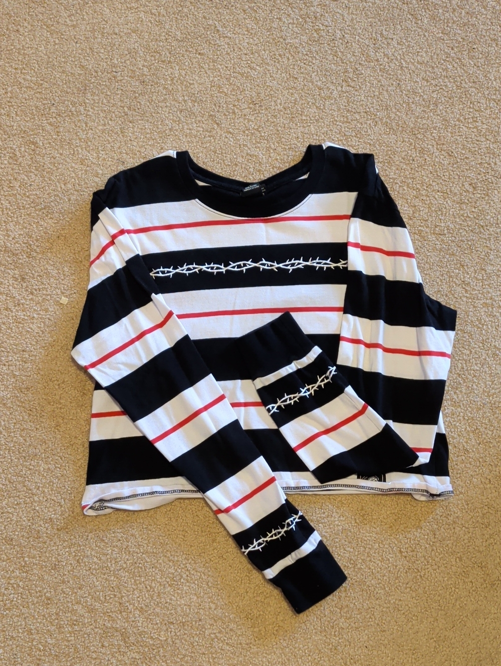 Lurking Class Black, White & Red Striped Women's Long-Sleeve Top